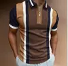 Comercio Exterior Transfronterizo Europeo y Americano Nuevo de Verano para Hombre Camisa Polo Casual para Hombre con Estampado 3D, Cuello de Solapa, Manga Corta, Cremallera