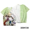 2024 Explosiones Cruzadas Verano Juego Transfronterizo Yuan Yuan Shen Secundario Artículos de Merchandising de Yuan Shen Impresión Digital 3D Camiseta de Yuan Shen Dibujos Animados