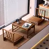 Mesa de Café de Bambú Tatami, Mesa Pequeña Sencilla para Ventana Abuhardillada, Mesa de Café Pequeña Estilo Japonés, Mesa de Piso, Mesa Baja Zen, Combinación de Mesa y Silla Retro