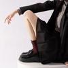 Meias de orelha de madeira meias femininas primavera e outono pano etiqueta tira vertical pilha renda doce menina miu departamento faculdade estilo algodão