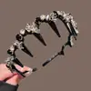 Estilo elegante senhora: Faixa de Cabelo Luxuosa e Exquisitamente Trabalhada com Strass em Forma de Onda para Mulheres, Toque de Alto Padrão, Antiderrapante com Dentes, Presilha de Cabelo de Alto Volume