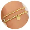 Popular Europeu e Americano Retrô Ajustável Letras Az Beaded Pulseira Aço Inoxidável Moda Personalizada Versátil Joia de Mão Feminina