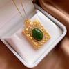 Colgante de jaspe de jade natural S925, collar de moda de oro esmerilado, versátil, verde espinaca