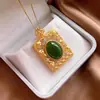 Prata S925 fosca dourada moda versátil presente para amigos pingente de jade natural verde espinafre
