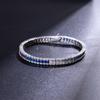 Pulsera Cuadrada Gradiente Gema Wuzhou Arcoíris Cadena Diamante Completo Color Platino Real Chapado Zircón Azul Marino Moda Elegante para Mujer
