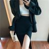 Saia Elegante de Malha com Fenda para Afinar a Silhueta - Comprimento nas Pernas - Lançamento Primavera 2025 - Nova - Slim - Cintura Alta - Tendência para Mulheres