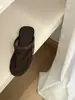 Versión de Cuero Suave~Zapatillas de Media Punta Planas Tejidas con Malla de Pedrería de Nicho Estilo Francés para Mujer, Nuevas Sandalias de Verano para Exteriores