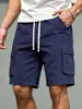 Shorts de Trabalho Masculino Verão Casual Comprimento Médio Calça Reta 2025 High Street Ins Cor Sólida Solto Shorts Esportivos para Homens