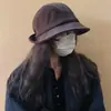 Sombrero de Pescador Retro de Lana Japonés para Mujer Otoño e Invierno 2025 Nuevo Simple Versátil Sombrero de Cubo Protector Solar