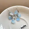 Pendientes de Gancho con Pétalos de Concha Degradado Azul para Mujer 2025 Verano Nuevo Estilo Hermosos Pendientes Pendientes Estilo Resort de Playa