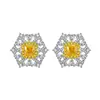 Pendientes Kawei Modernos de Hexágono Completo con Circonita Amarilla y Pendientes de Diamante Cuadrado Incrustado Joyería de Lujo