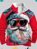 Sudadera Navideña para Hombre Estilo Comercio Exterior Transfronterizo 2024 Moda Sudadera con Estampado Digital Navideño Cuello Redondo Pullover
