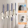 Potente Soporte de Mopa con Succión al Vacío para Inodoro Balcón Estante de Almacenamiento en Pared Clip para Escoba y Mopa Montado en la Pared del Baño