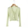 Atacado Comércio Exterior Transfronteiriço Roupas Femininas 2025 Outono Estilo Europeu e Americano Brincos de Madeira Alça Jaqueta Curta Feminina D79290F
