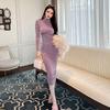 [Venta al por Mayor Transfronteriza] Nuevo Vestido Básico de Manga Larga, Falda Larga Ajustada y Elegante con Falda Interior que Abraza las Caderas