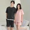 Pijama Súper Suave de Algodón Puro para Pareja, Shorts de Manga Corta de Verano para Mujer, Conjunto de Ropa para el Hogar para Hombre, Se Puede Usar Afuera en Estilo Casual