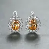 Pendientes de Botón Ovalados de Circonita Estilo Retro Europeo para Mujer, Temperamento de Lujo Ligero, Versátiles para Banquetes, Completamente Incrustados con Diamantes, Pendiente con Incrustación de Piedras Preciosas de Colores Alrededor