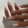 Uñas postizas estilo francés de lunares rosa nude, arte de uñas de lunares retro, elegantes y que iluminan la piel, uñas postizas removibles, disponibles para venta al por mayor