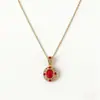 Collar Geométrico Rojo No Desvanecible de Acero de Titanio para Mujer, Joyería Versátil Simple de Lujo Ligero de Nicho de Gama Alta, Aretes y Anillos para Mujer