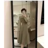 Vestido Patchwork Falso Duas Peças Diário para Mulheres 2025 Outono e Inverno Novo Estilo Vestido Suave Estilo Francês para Camadas