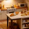 Mini Gato y Oso Escena de Panadería Baguette Decoración Pegamento de Crema Imán para Nevera DIY Materiales para Pasador
