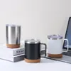 Copo de Escritório Transfronteiriço de Aço Inoxidável 304 com Base de Cortiça Garrafa Térmica Caneca 12oz/16oz Caneca com Alça para Vinho Tinto