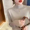 Suéter de Punto Nuevo Primavera y Otoño 2024 para Mujer, Camisa Base de Cuello Medio Estilo Chanel para Otoño e Invierno