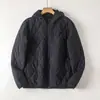 Nicho Japonés~Acolchado de Diamantes + Relleno de Mezcla de Seda Invierno Nuevo Estilo Unisex con Capucha Casual Chaqueta de Algodón Ropa de Algodón