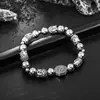 Pulseira com Cabeça de Buda e Padrão Bagua para Homens, Estilo Hip-Hop Moderno, Joias de Contas de Luxo Leve de Alta Qualidade para Mulheres