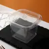 Caixa de Embalagem Quadrada para Bolo Mousse Mille-Feuille, Caixa Aumentada para Salada de Frutas, Iogurte, Leite de Soja, Sobremesa com Adesivo, Caixa para Assar