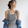Q Design Sense Nicho Rosqueado Top Curto para Usar por Cima Sem Mangas Estilo Coreano Alça Fina Sexy Colete para Verão Mulheres Ins