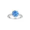 Anel Tonglin de Prata Esterlina S925 Transfronteiriço com Pedra Preciosa Lapidada Aquamarine Fogos de Artifício Flor de Gelo para Mulheres, Único e de Alto Padrão