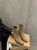 Botines de tacón alto para mujer, nueva colección otoño/invierno 2024, estilo retro francés, gamuza, tacón grueso, ajustados, botines de moda estilo coreano
