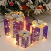 Exhibidor de Caja de Regalo Luminosa de Hierro Forjado Navideño, Decoraciones debajo del Árbol de Navidad, Escaparates, Montaje de Escena Transfronteriza