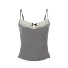 Camisole Acolchoada Purely Desire Doce Garota Quente com Laço e Renda Ajuste ao Corpo Versátil Redutora para Mulheres