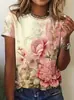 Camiseta Feminina de Manga Curta com Estampa de Gato Transfronteiriça da Amazon Verão Casual Gola Redonda Europeia e Americana Top Novo Estilo Aliexpress