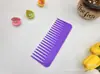 Pente plano colorido de dentes largos para cabelos longos de mulher, liso e sem embaraços, pente de dentes largos, atacado do fabricante, pente liso de plástico de dentes largos