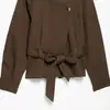 E-commerce Transfronteiriço Estilo Europeu e Americano Roupas Femininas ZA AliExpress Mais Vendido Cinto na Cintura Dupla Fileira Gola Lapela Solto Preguiçoso Trench Coat