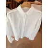 Muy recomendado~ Camisa de lino blanco transpirable de lujo ligero para mujer, importación coreana 2026 de Dongdaemun, top fino