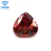 Gema artificial Wuzhou granada coração vermelho zircônia formato de coração fundo pontiagudo zircônia formato de coração amoroso pedra solta pode ser adicionada com perfuração