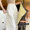 Calça pantalona de linho Tencel cor damasco para mulheres, fina de verão, estilo novo, cintura alta, solta, corte reto, calça social fluida para mulheres