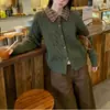 Casaco suéter falso de duas peças para outono e inverno com trança e retalhos rosa, cardigã de malha com gola de camisa para mulheres, cardigã de malha estilo coreano