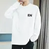 Camiseta de Algodón Puro de Peso Pesado de 260g para Hombre, Camiseta Interior de Manga Larga con Estampado de Letras de Moda