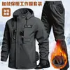 Chaqueta resistente al desgaste transfronteriza para otoño e invierno, forrada de polar, cálida, soft shell, ropa de trabajo táctica para exteriores, impermeable, adecuada para ciclismo y reparto