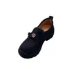 Colección Personal~Estilo Británico Moda Retro Camelia Zapatos Mocasines Slip-On de Suela Gruesa para Mujer Zapatos de Cuero Versátiles
