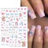 Adesivos de Nail Art Cross-border em estilo japonês, borboleta colorida para meninas, rosa, lindo adesivo de unha de borboleta azul