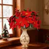 Ramo de Flores de Navidad Artificiales Transfronterizo de 5 Ramas con Bayas Rojas y Hojas para Decoración de Florero en Casa, Arreglo Floral para Escena de Fiesta Navideña