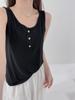 Chaleco de Tencel con Cuello en U y Botones de Concha para Mujer en Verano, Transpirable, Holgado y Ceñido, Camiseta de Tirantes para Capa Interior, Prenda Exterior Delgada