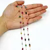 Colar Requintado Colorido com Contas de Cristal Corrente de Clavícula em Aço Inoxidável Corrente DIY Corrente Feita à Mão Acessórios de Joias