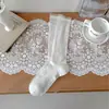 Meias femininas estilo ballet feitas de seda de amoreira com acabamento em renda, meias longas femininas de malha respirável sem costura para primavera-verão, meias empilháveis